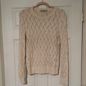 LOFT Cream Textured Knit Sweater